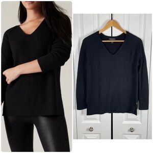 Athleta Hanover V-Neck Tunic Sweater Women’s S Black Ribbed Winter Wool Capsule